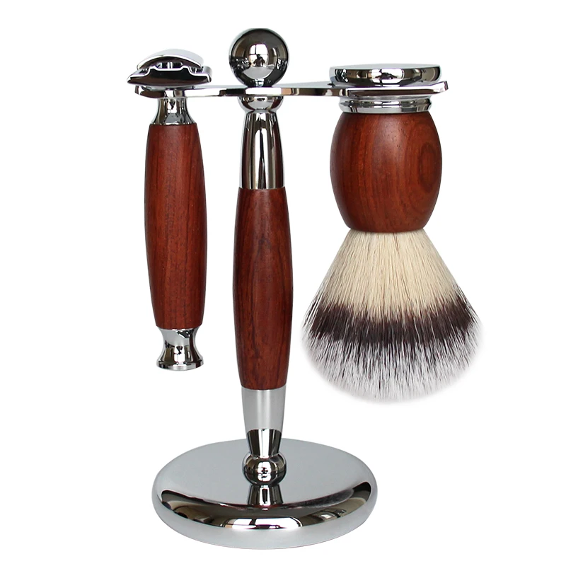 Lansky Luxury private label mens grooming kits facial shaving brush and safety razor stand set