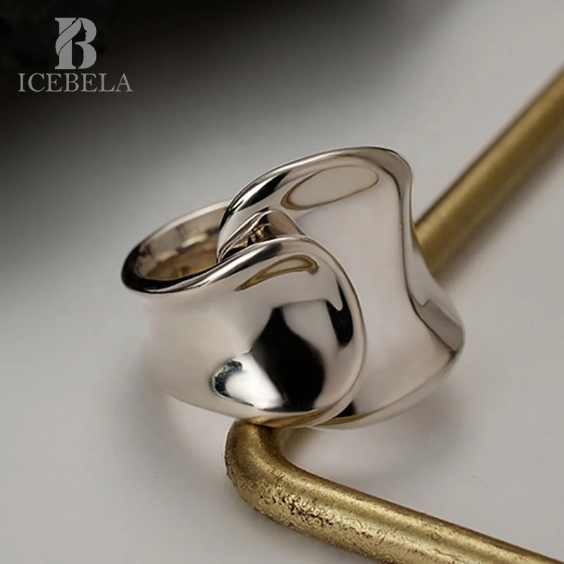 ICEBELA Dainty 925 Silver Fine Jewelry Simple Custom Adjustable Wholesale Price Sterling Silver Vintage Minimalist Ring