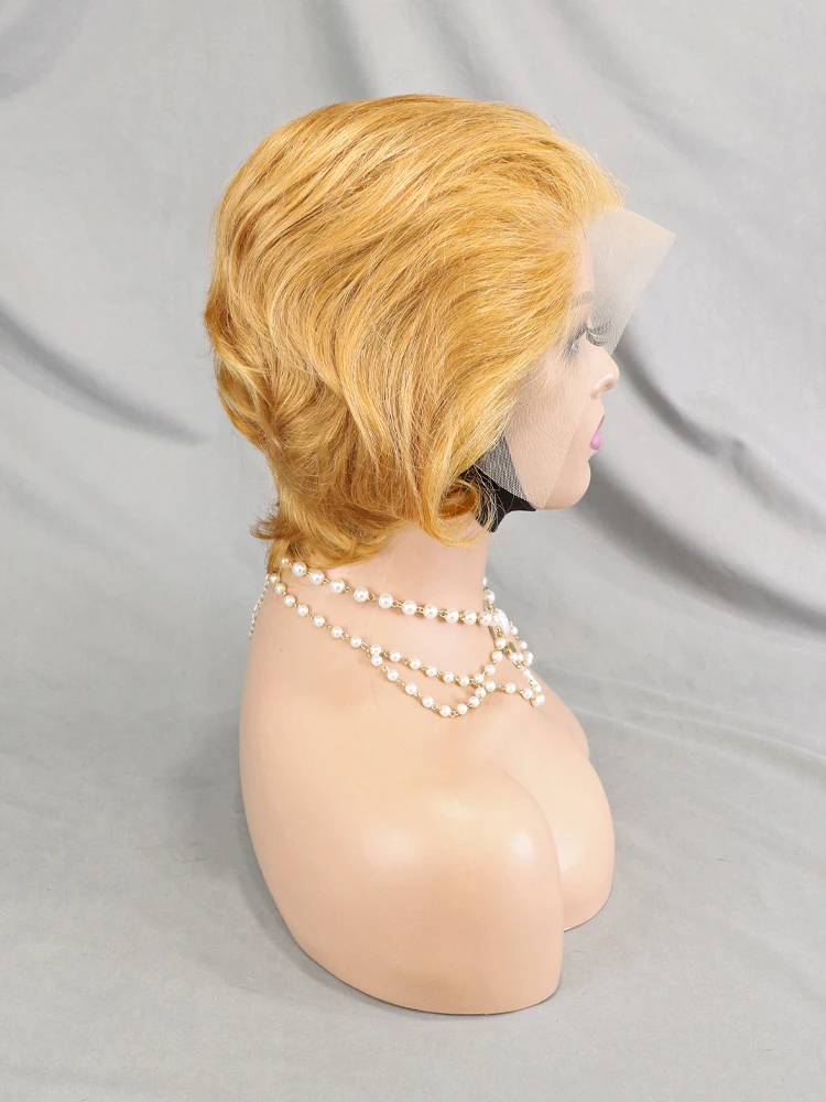 Virgin Human Hair Vendor Wholesale Short Pixie Cut Wigs Cuticle Aligned Bob Wigs Burgundy Color 99J Lace Front Wig Indian Hair