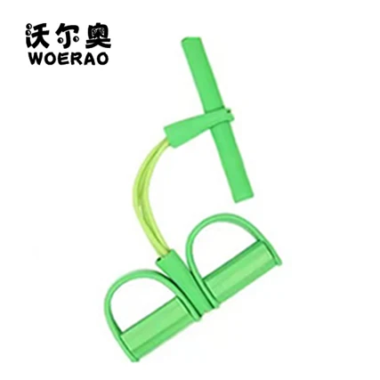 TPE customized 4-tube sit up rope expander Pull Rope Bands Foot Pedal Rally Thin Waist Weight Reduction Pedal resistance belt