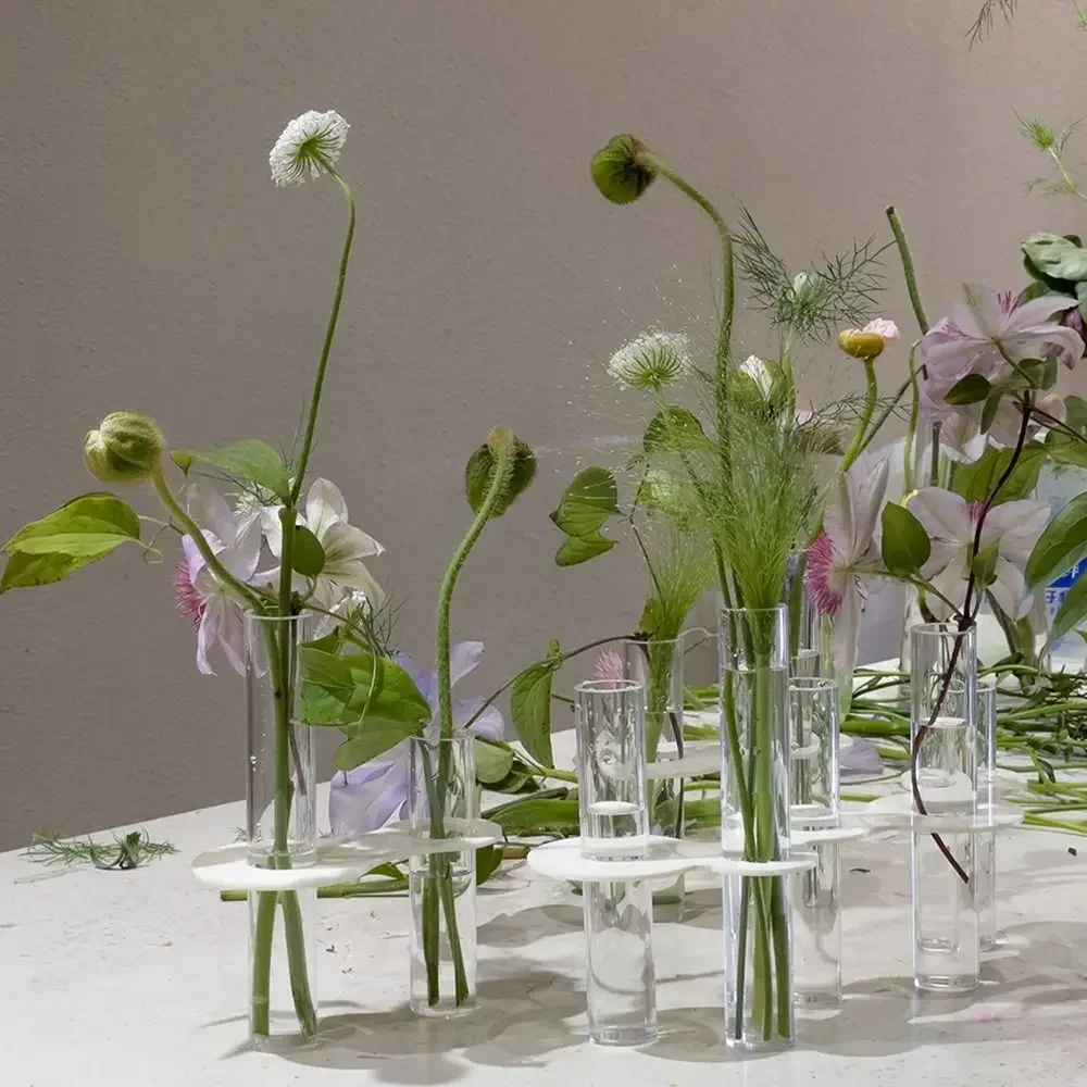 2/3/5Pcs Hanging Flower Holder Hydroponics Creative Home Decoration Plant Pot Glass Vase Test Tube Hinged Flower Vase