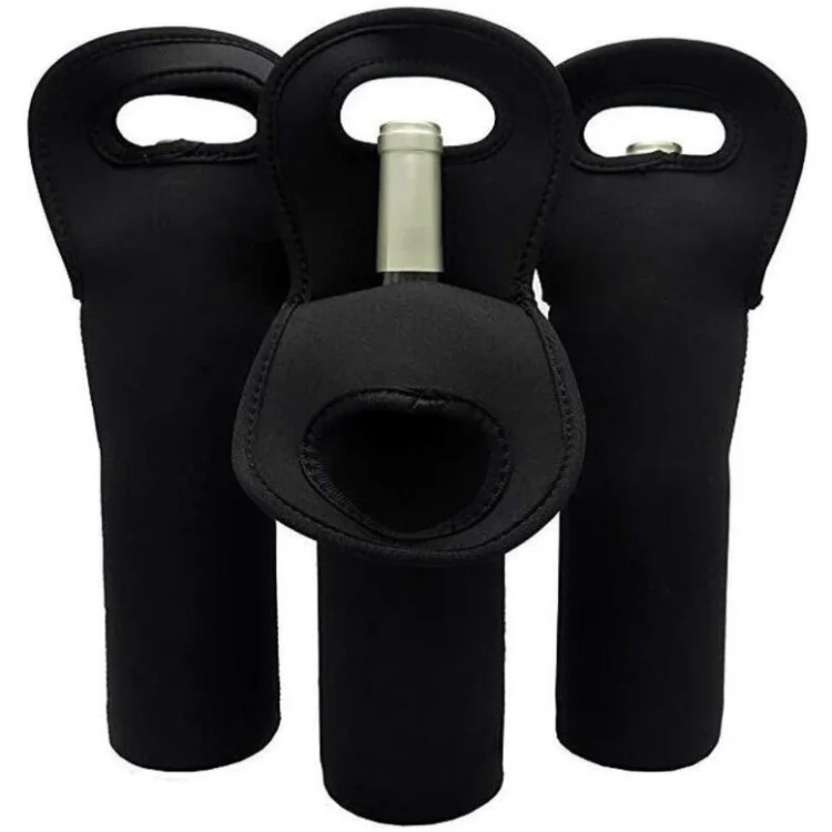 Custom Neoprene Insulated Tote Freezer Leather Fabric Bottle Wine Bag
