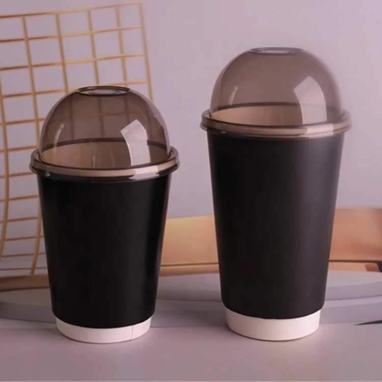 Black Takeaway Juice Coffee Packaging Double Layer Paper Cup with Logo