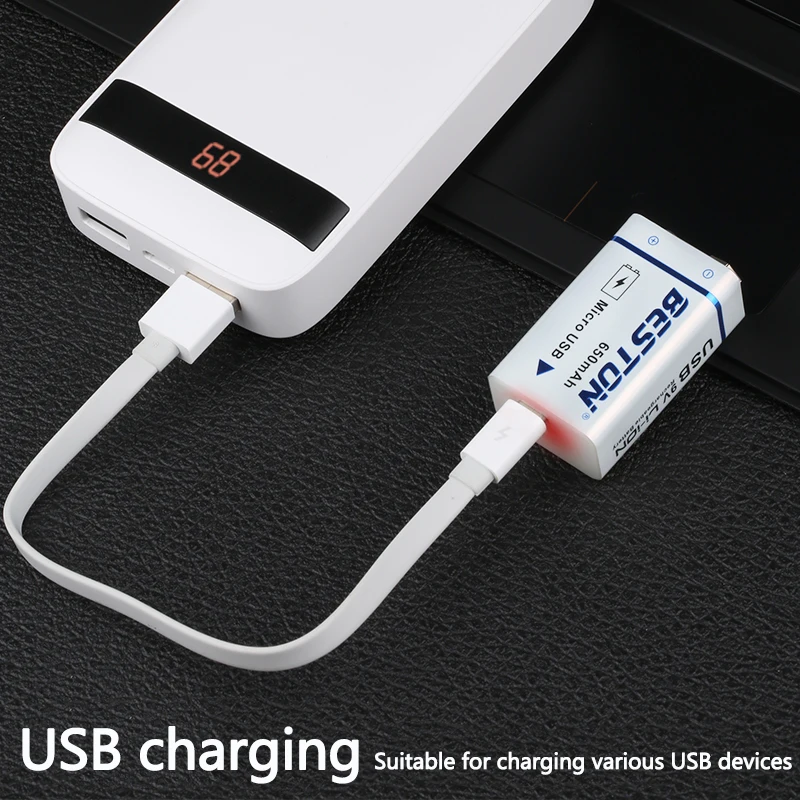 BESTON High quality USB 9v 650mAh Li ion Lithium Rechargeable Battery for Multimeter and Electronic Instrument