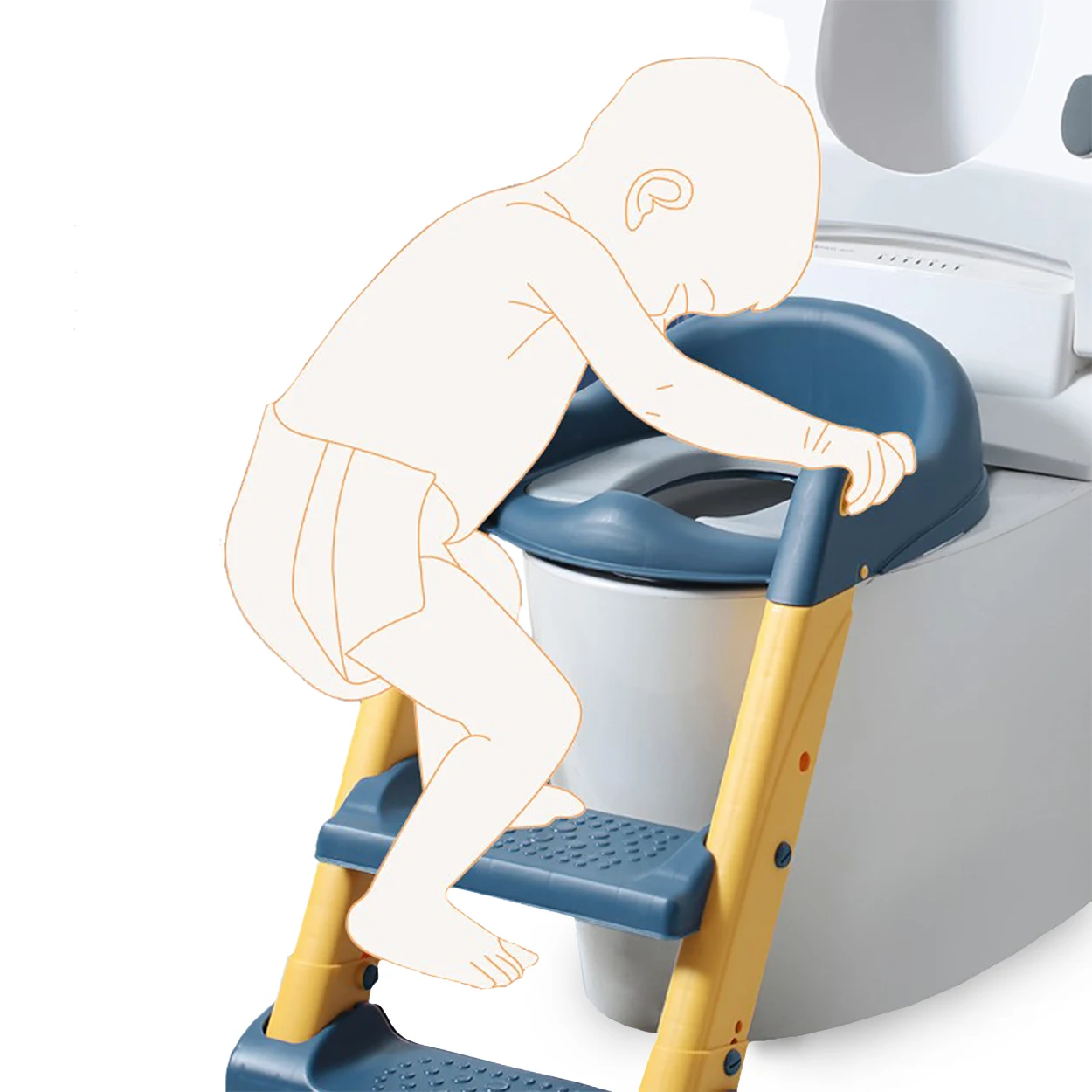 Factory Custom Baba WC-ules Letra Baby Toilet Seat with Ladder Suiochan Leithris Leanbh Le Dreimire Chair Handles