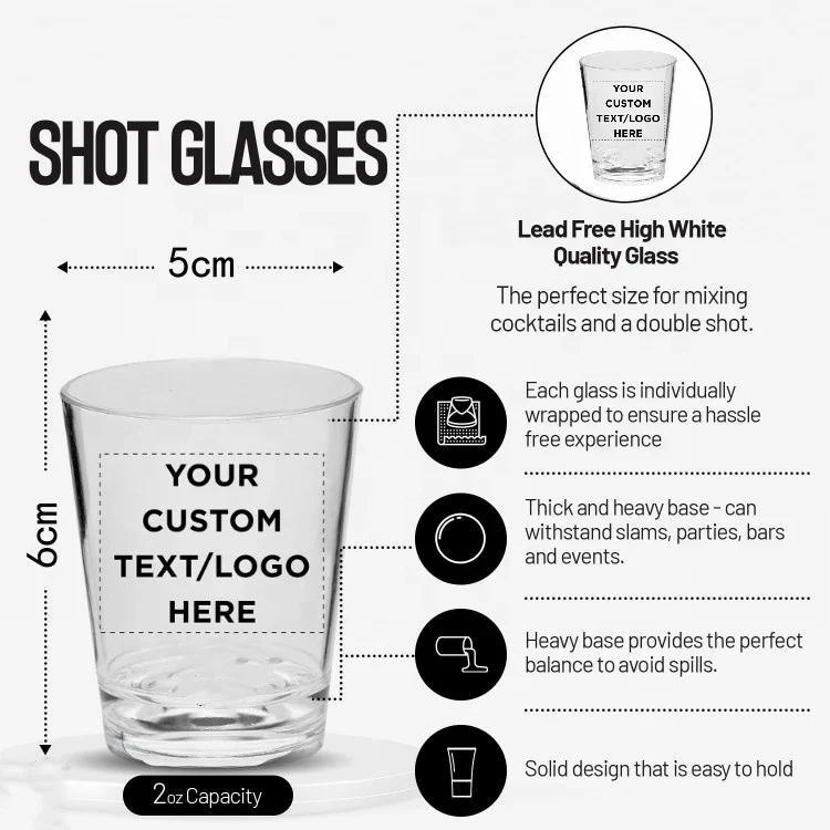 6pcs Set Customized Color Decals Logo Blanks Shot Cup Glasses Mexican Tequila Espresso Coffee Bar Supplies