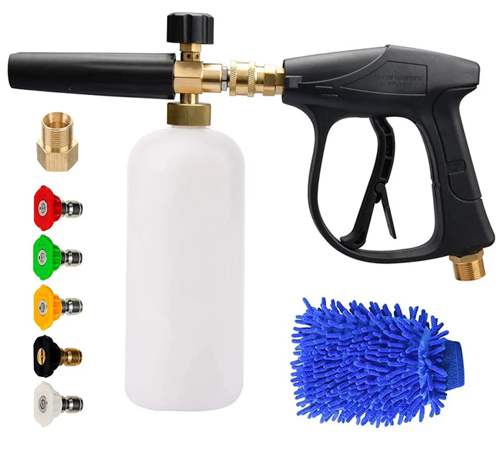 Factory price car pressure washer soap and car wash kit with car wash high pressure hose with 5 Nozzles and Cleaning tools