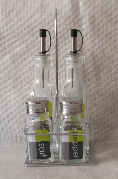 5pcs/set Condiment Sets Glass Cruet salt and pepper shakers vinegar and oil/toothpicks bottle