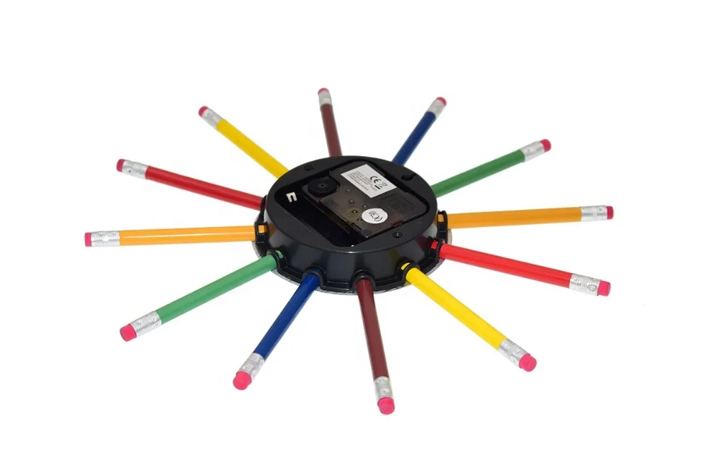 creative Colorful Pen wall Clock 3D Art Wall Clocks Wholesale From China