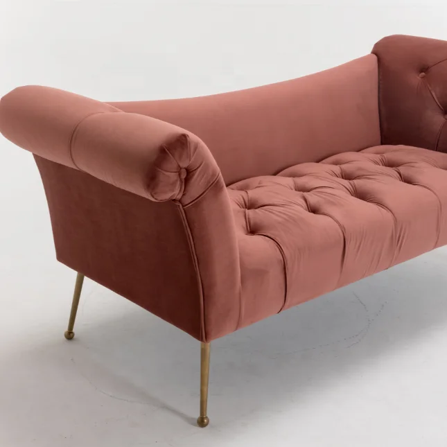 Диван-шезлонг с золотыми металлическими ножками, мебель для гостиной