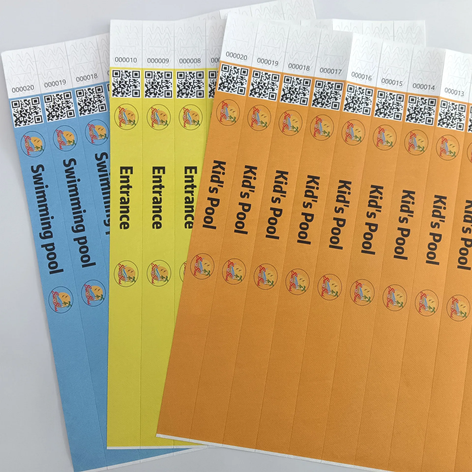 Custom Water Proof Disposable Gliding Tyvek Printable Paper Tickets wristbands ID Band For Events