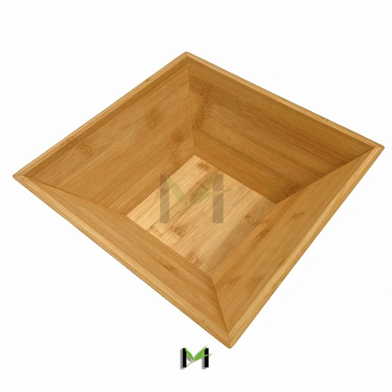 Wooden Salad Bowl Sets Bamboo Square Bowls For Popcorn, Chips And Dip Bowl,  Picnic Or Party