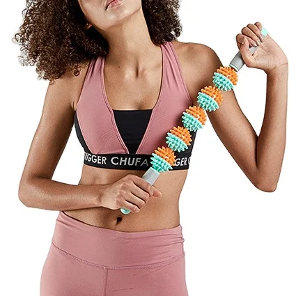  Gym Muscle Massage Three Balls Roller Yoga Fascia Stick Body Relax Tool Sticks Point Spiky