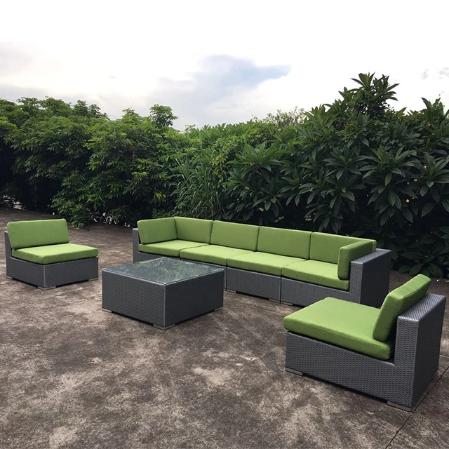 custom modern outdoor furniture design cast aluminum garden set plastic rattan sectional sofa