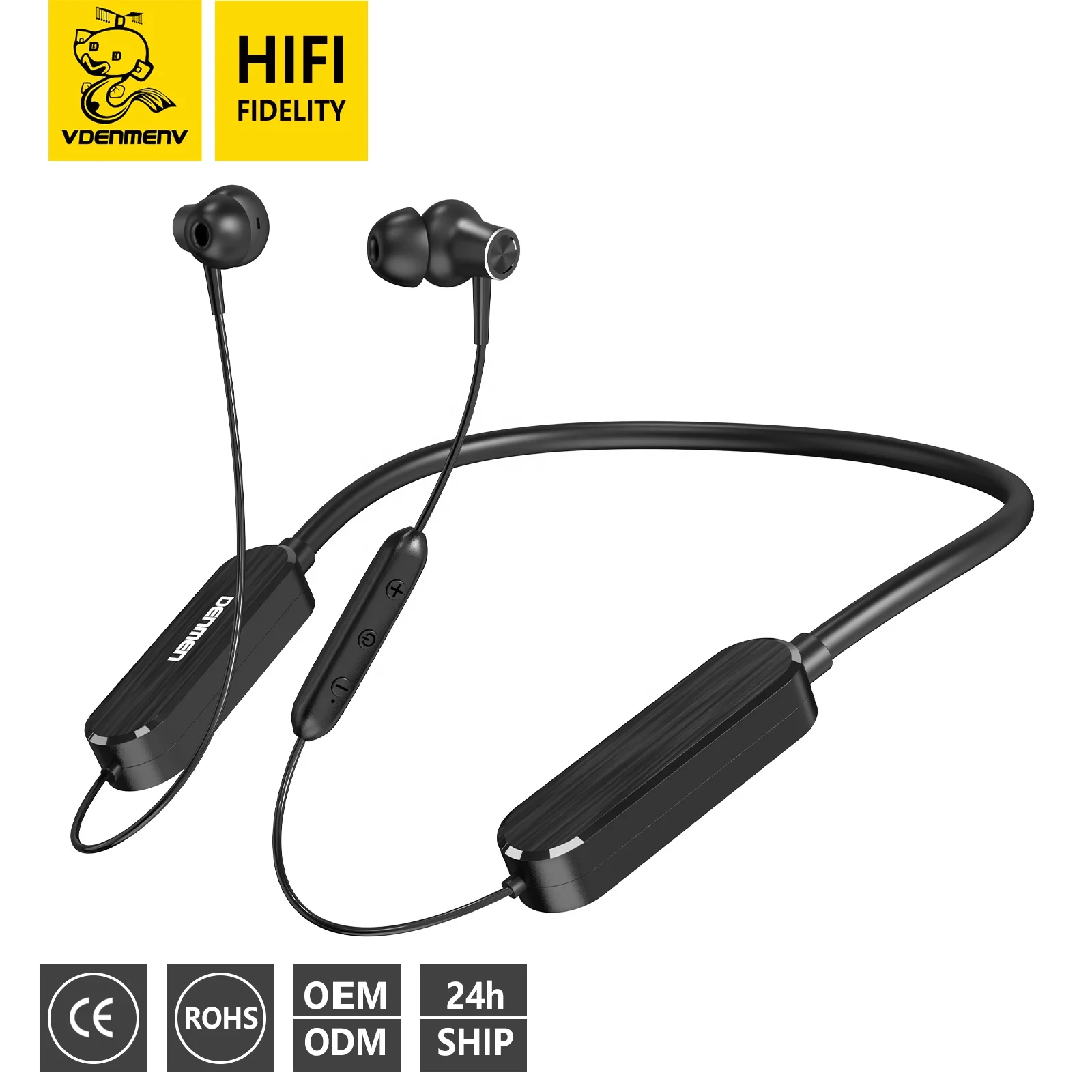 Wholesale Cheap DENMEN Headphones Sport Neck Band Headphone Wireless Headphone With Mic Waterproof for Lenovo sony smart phone