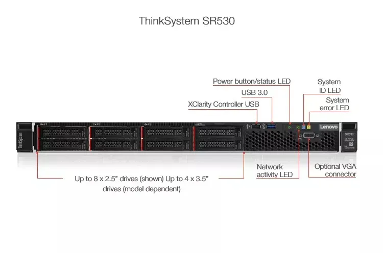 SR530 5218R 4X32GB DDR4 2X1.2TB 10K R530-8I 2XGE 2X750W Rack Server