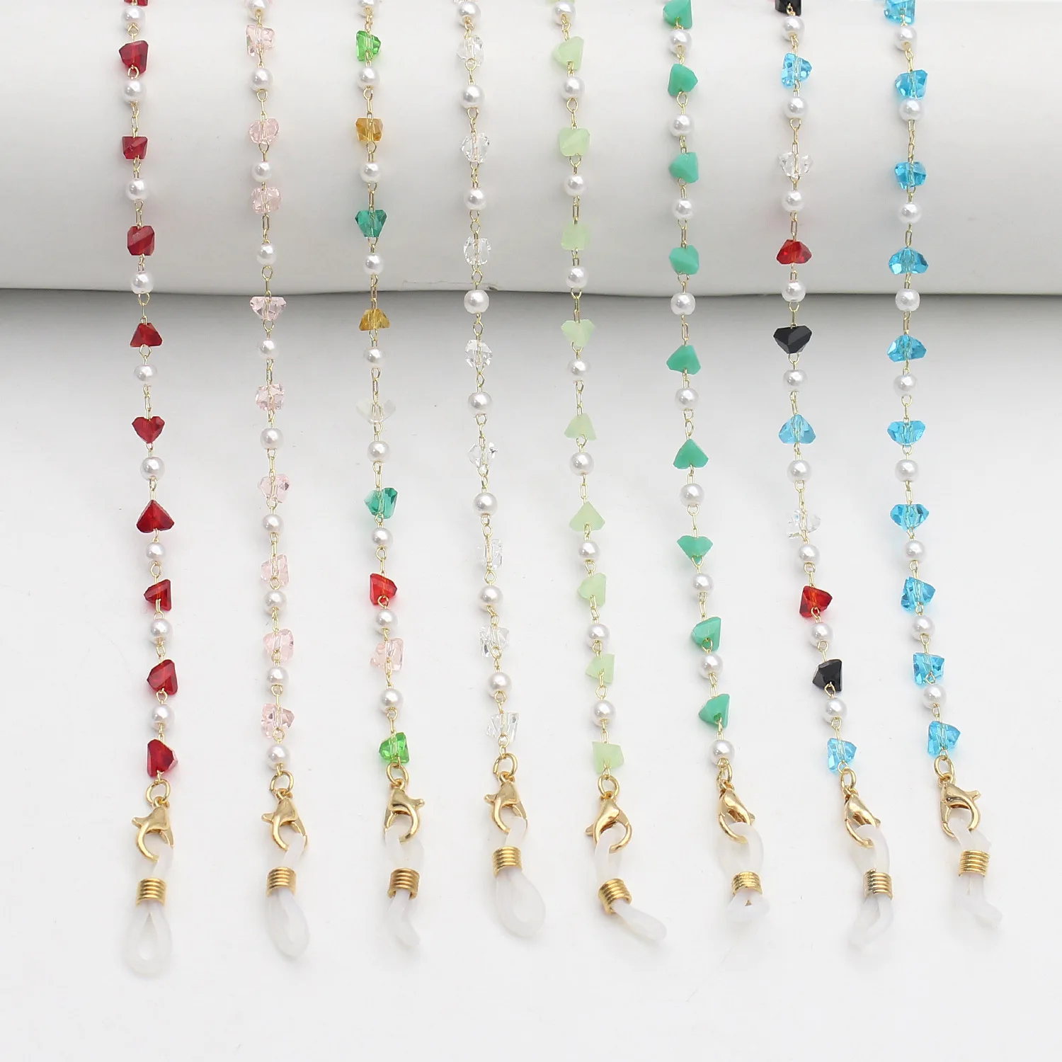 Manufacture Direct Supply brass metal chain sunglasses Chain Women stone Crystal Glasses Cord Gold plated Eyeglass Chain