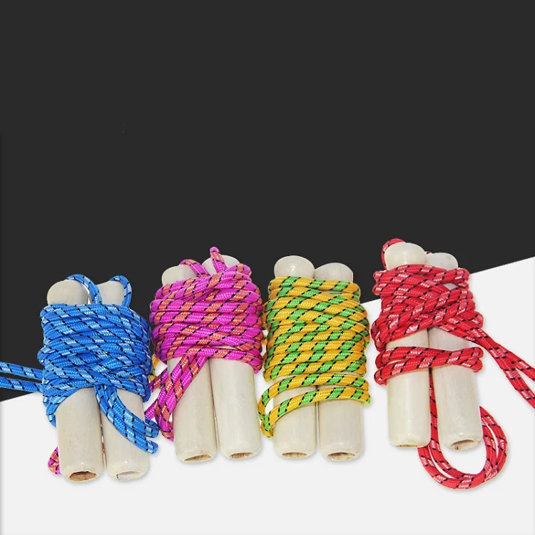 
Factory Wholesale Adjustable Jump Rope with Wooden Handle Cotton Rope Outdoor Sports Equipment for Body Building 