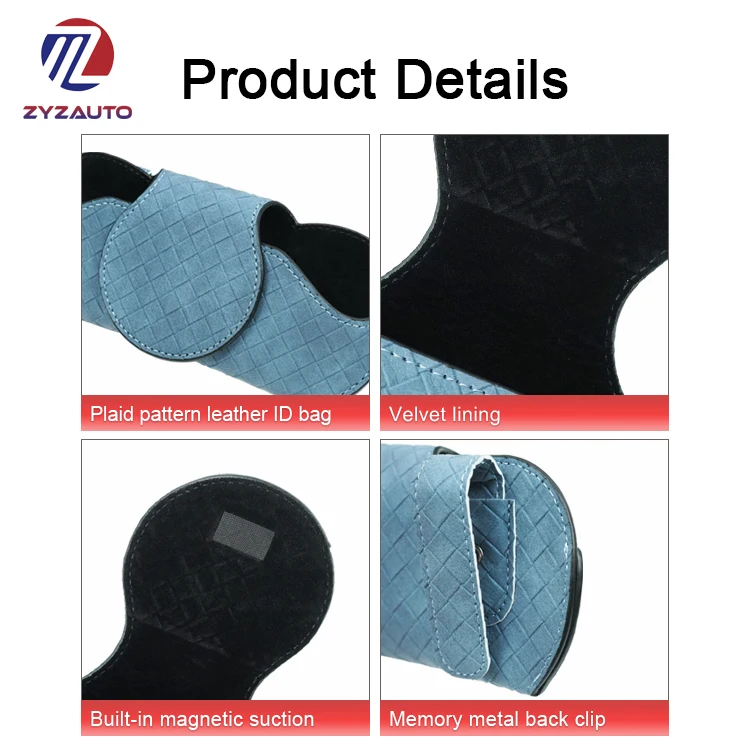 ZY Car Glasses Clip Sun Visor Sunglasses Multifunction Auto Accessories Glasses Holder PU Glasses Box Clip