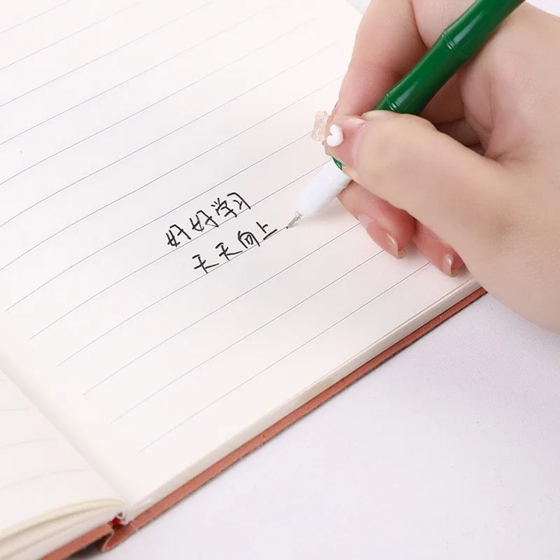 Hot sale 0.5mm needle plastic bamboo shaped gel pen  Cute Plastic Pens with custom logo