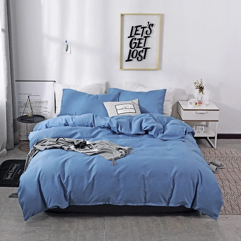 Blank Plain Pure Solid Color White Black Gray Pink Blue Green Purple Brown Queen King Size Duvet Cover Bed Bedding Set
