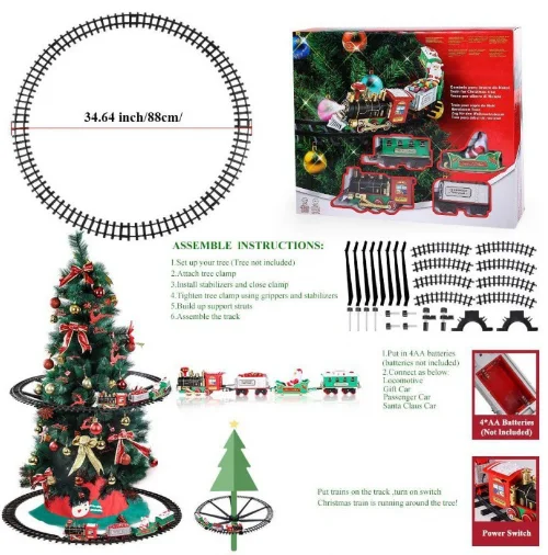 2024 новый товар Электрический Рождественский поезд игрушки наборы вокруг елки со светом Рождественская песня звучит паром