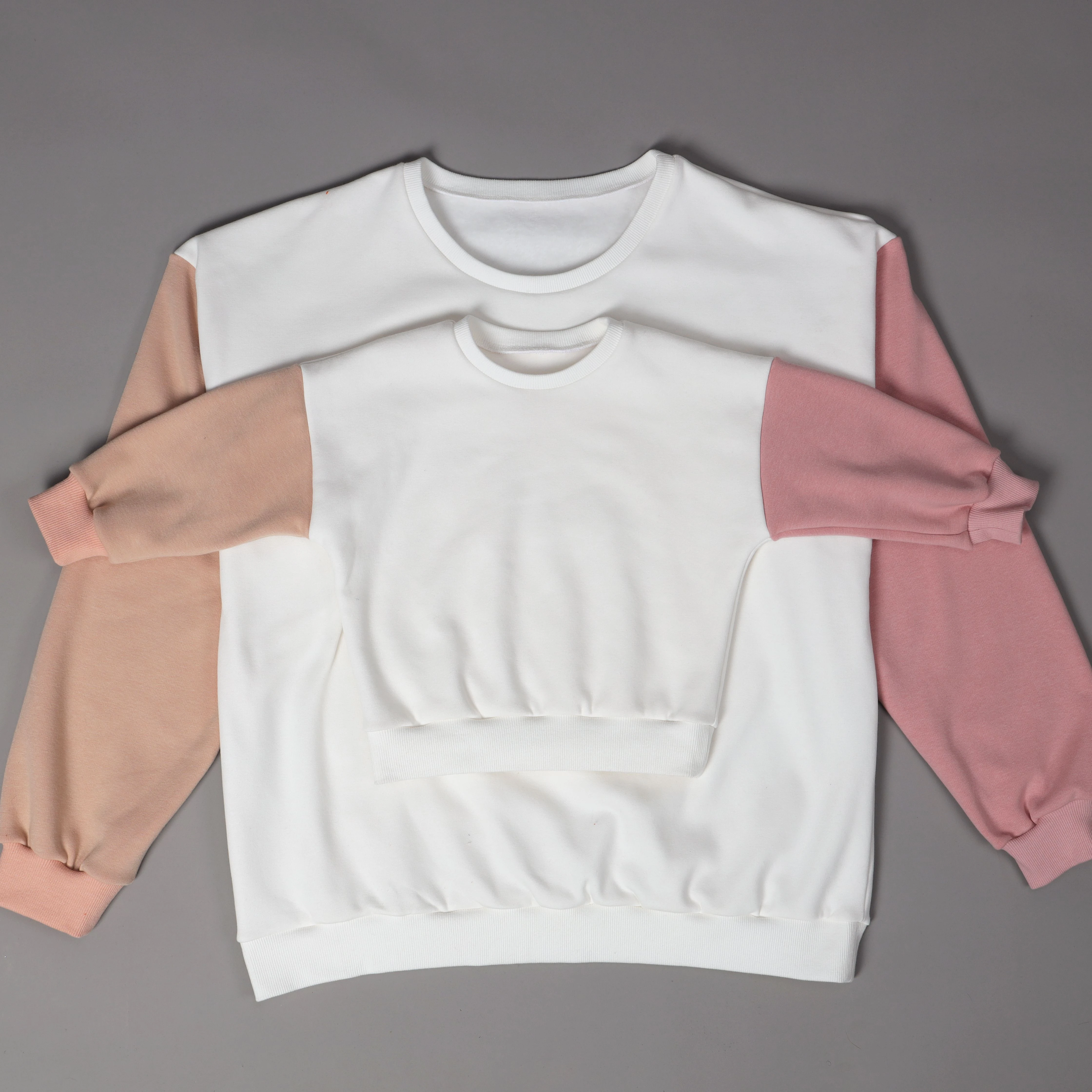 Matching Family Color Block Pullover French Terry Crew Neck Jumper Drop Shoulder Sweatshirt Embroidery Custom Mom Son Daddy Mama