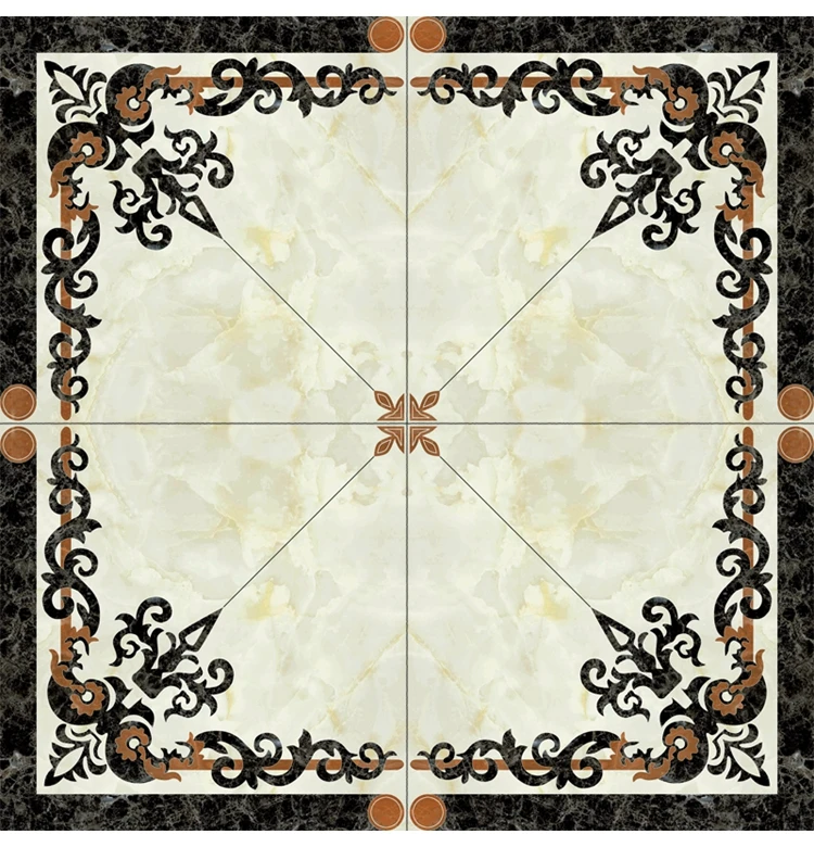 Hasin Large Quantity New Designs Popular Exterior Ceramic Floor Polished Crystal Carpet Puzzle Ceramic Tiles(4 in 1)