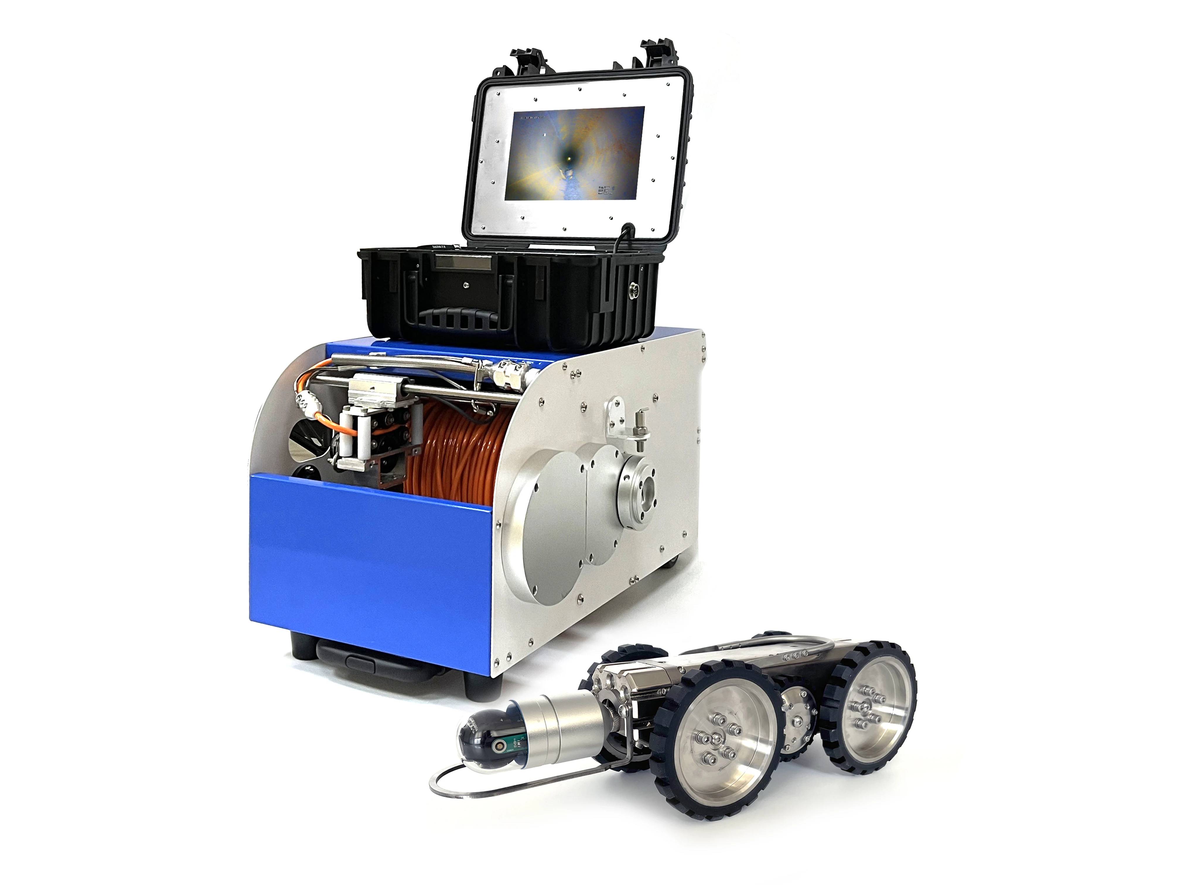 100m cable 10 inch monitor drain sewer pipe inspection crawler robot drones camera