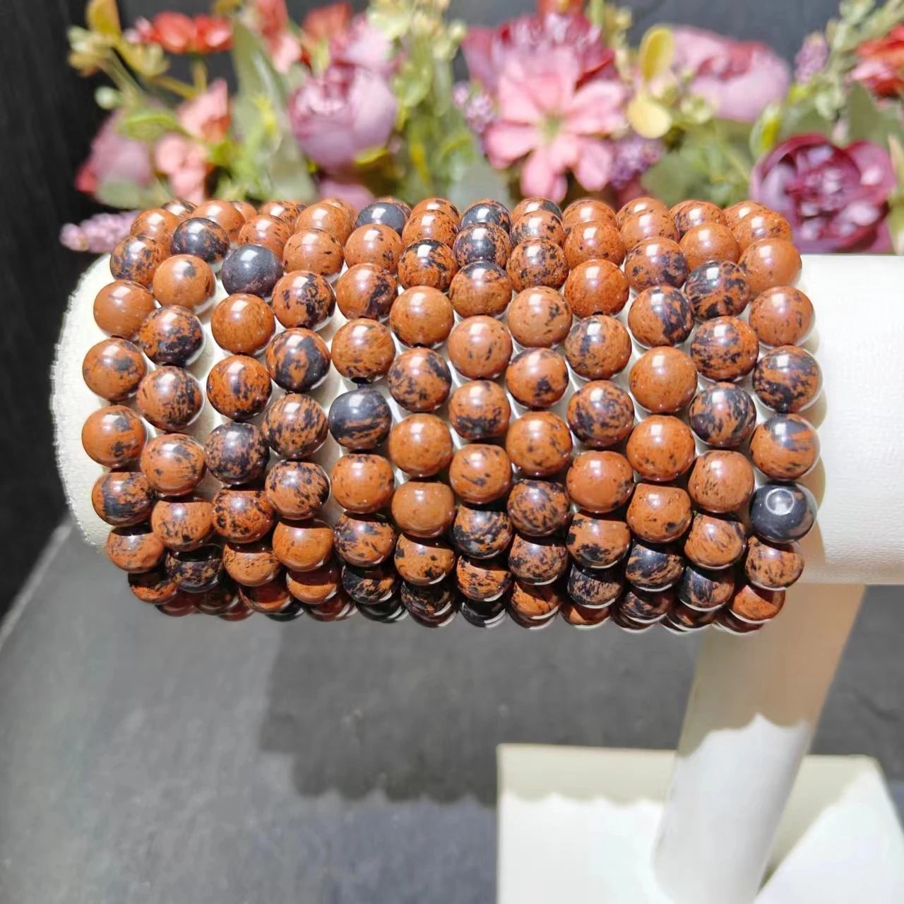 Высокое качество оптовая продажа 8 мм красный обсидиан браслет исцеляющий кристалл для украшения дома