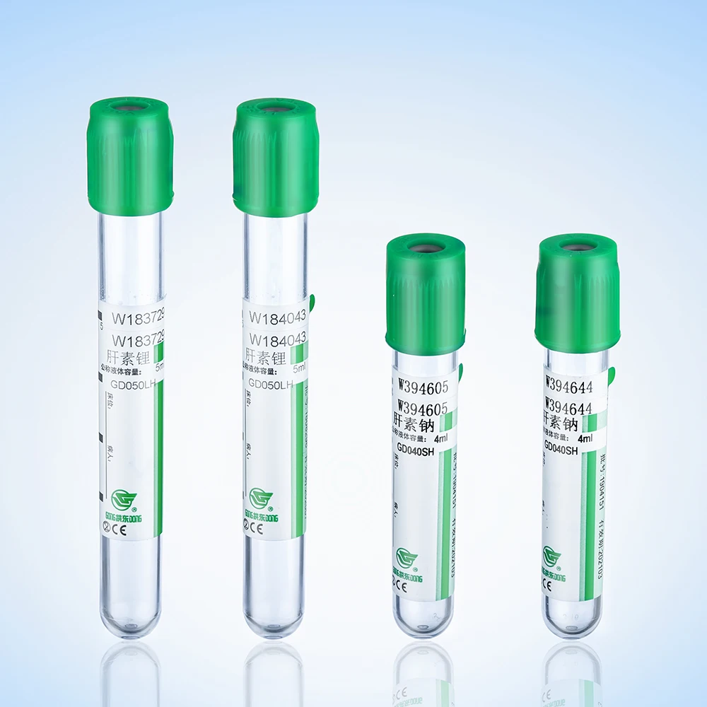 Green head disposable lithium heparin vacuum blood collection tube 3ml 10 ml