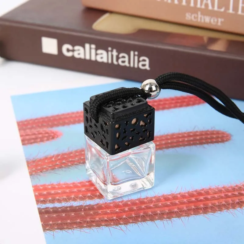 Custom Small Capacity 6ml Square Shape Empty Car Freshener Refill Hanging Car Perfume Bottle