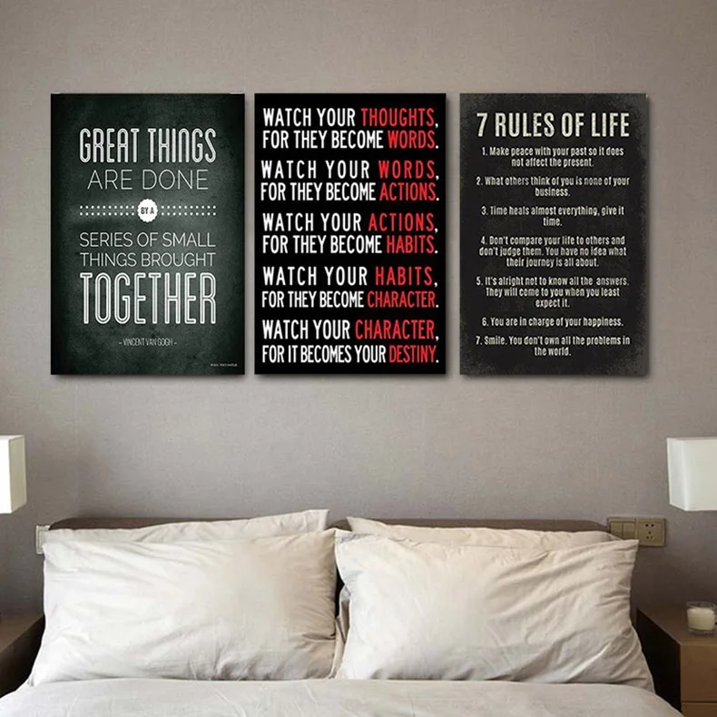 Watch Your Thoughts Motivational Poster Modern Canvas Prints Wall Art Paintings Ready to Hang Stretched Pictures Artwork
