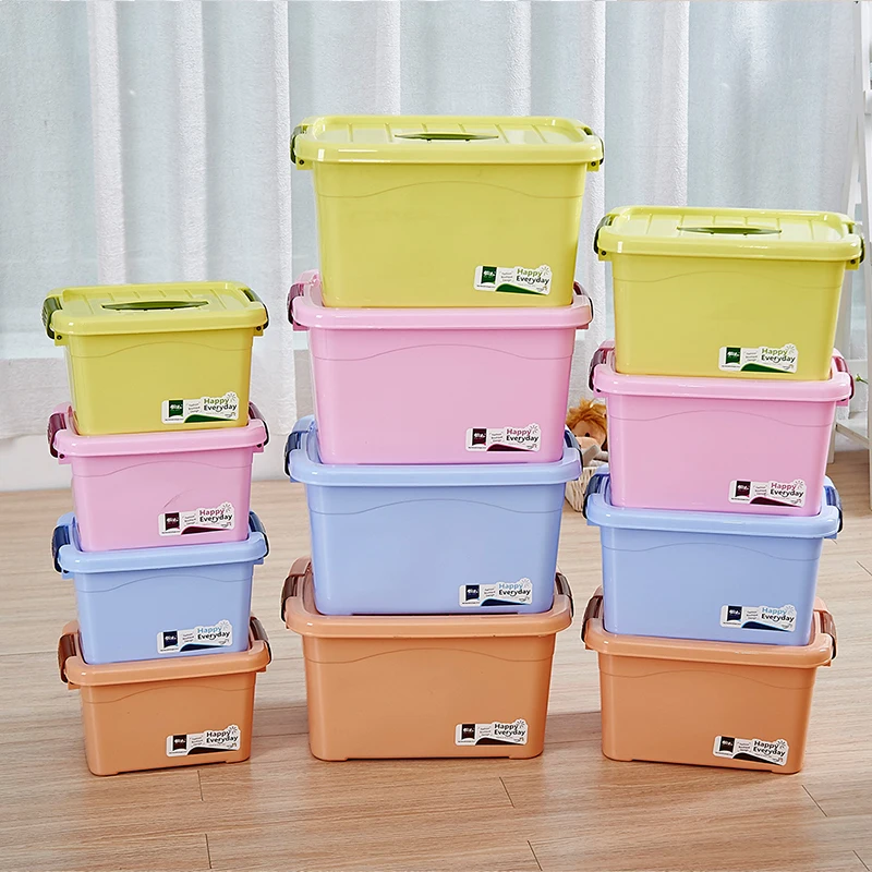 
Factory made strong heavy duty plastic storage box with lid,colorful storage container stackable storage bins 