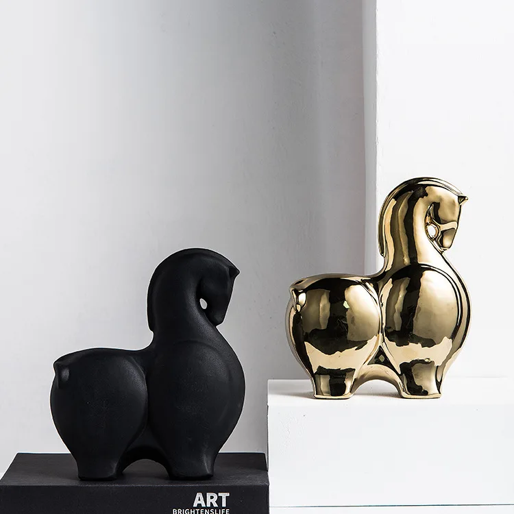 Modern Frosted Home Decor Horse Decoration Luxury Ceramic Horse Ornament