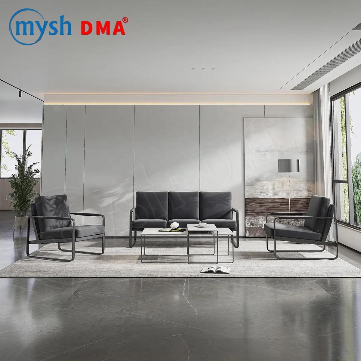 New Modern Design With Hollow Square Sofa Home Office Building Hotel Large Office Furniture Sofa Set