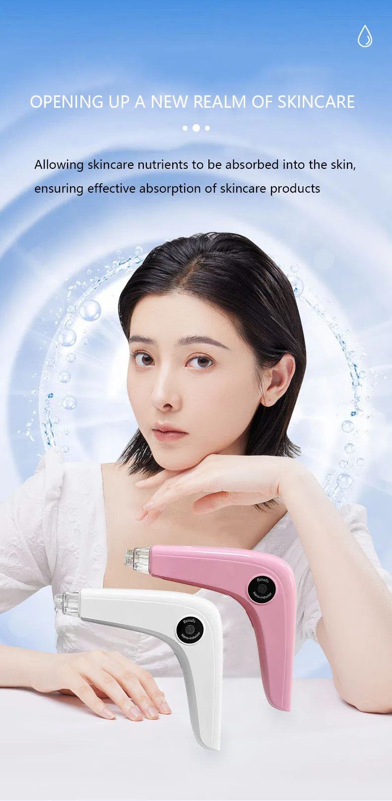 Wireless Portable Mesotherapy Gun for Anti-aging Red Light Facial Lifting Device Home Use Painless Microcrystal Injector