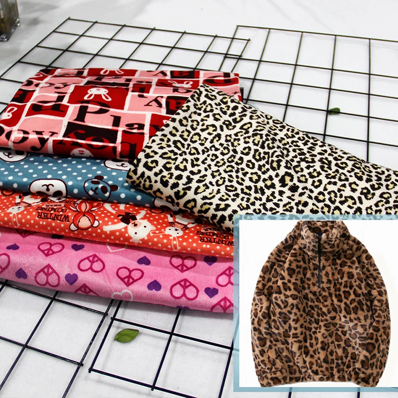 Customized color animal flower pattern polyester plush fabric for pillows, blankets, toys, bathrobe fabrics