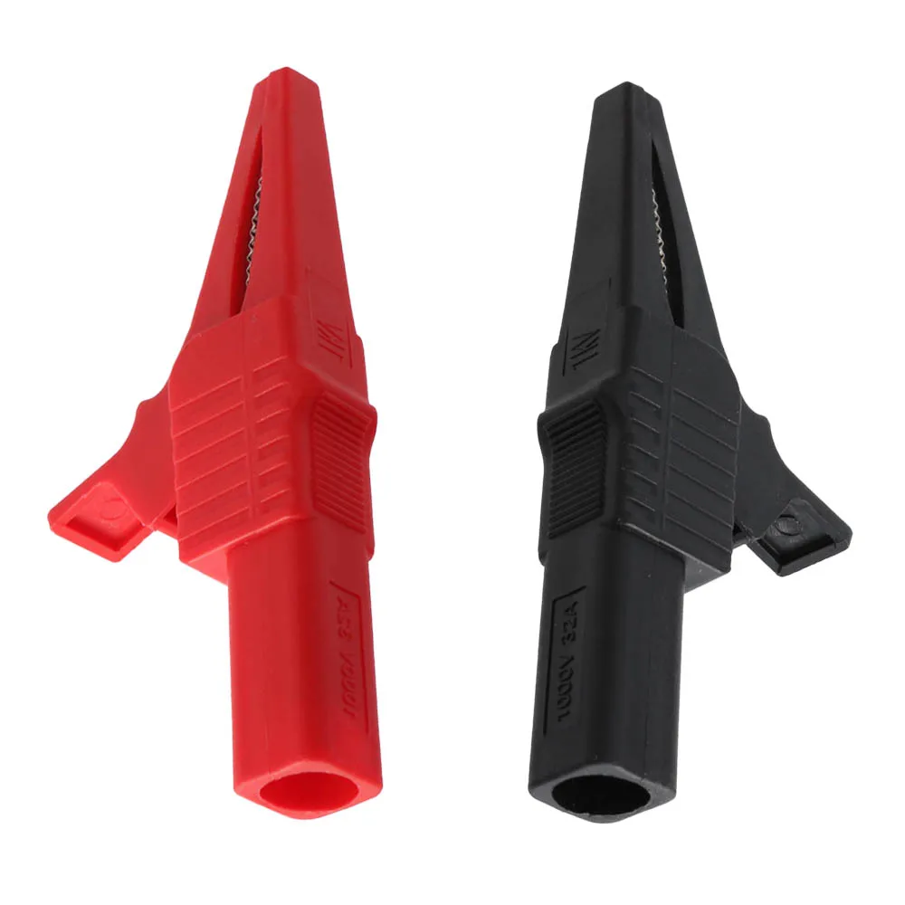 1pc Heavy Duty Safety Alligator Clip With 4mm Banana Socket Nickel-plated Copper 1000V 32A for Meter  Testing Work Accessory