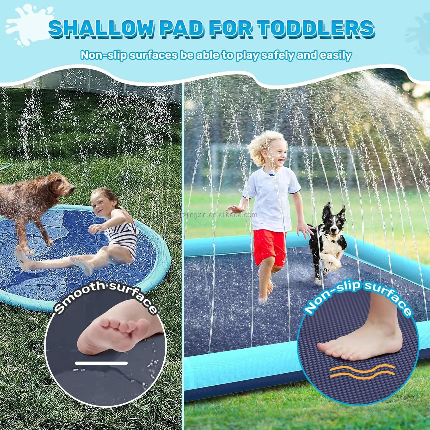 Factory Custom PVC Dog Square Splash Guard Anti Slip Sprinkler For Children 4-8 Years Old 1-3 Years Toddler Water Toys
