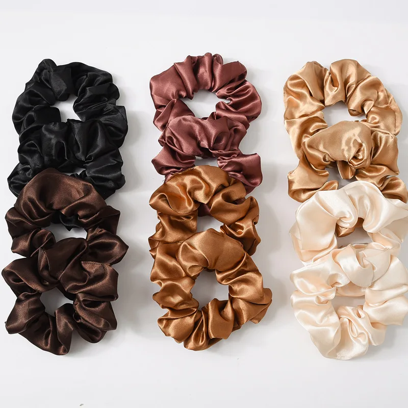 French Style Elastic Hair Scrunchies Ponytail Scrunchy Big Hair Ties Satin For Women Custom Packaging