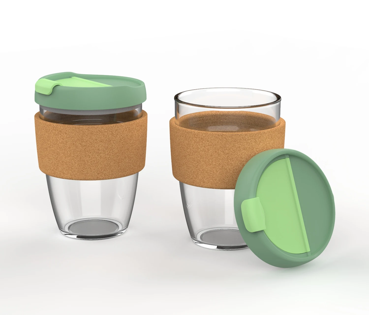 Welford 360ML 12OZ High Borosilicate Glass Mug With Lid And Cork Band Custom Logo Available Glass Coffee Mug