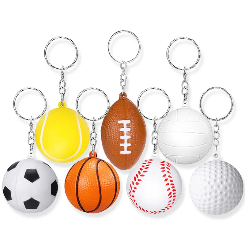 promotional keychains Pu ball key ring pendant stress relief ball 4cm solid foam sponge ball keychain