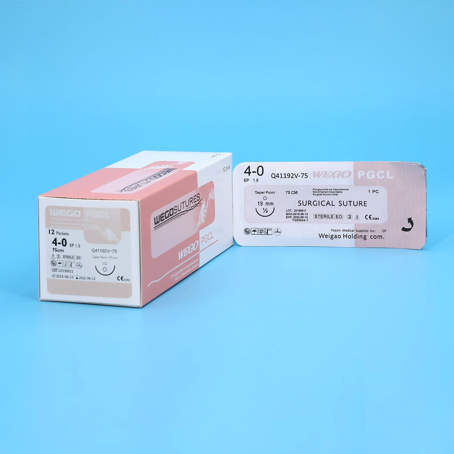 Wego CE/ISO Certification 100%polyglycolic acid Absorbable Surgical Medical Suture With Needle PGA PDO PGCL