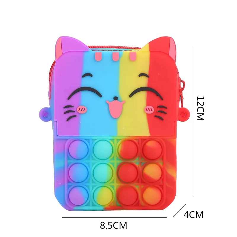 Wholesale kids silicone handbag girls colorblock push bubble novelty shoulder bag