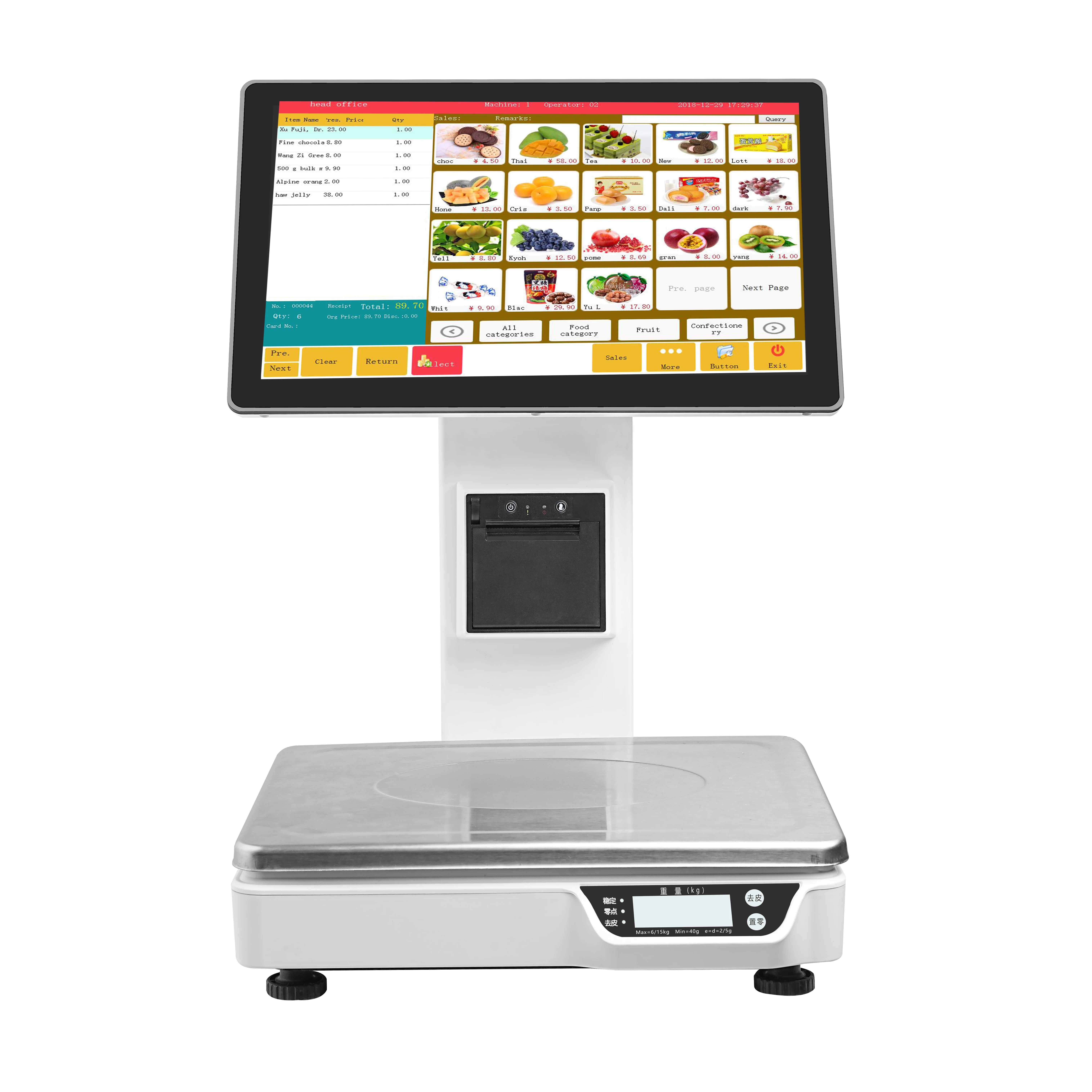 Factory Android Pos Aystem Scale Smart Pos Weighing Scale Fruit Shop Pos Scale for Supermarket
