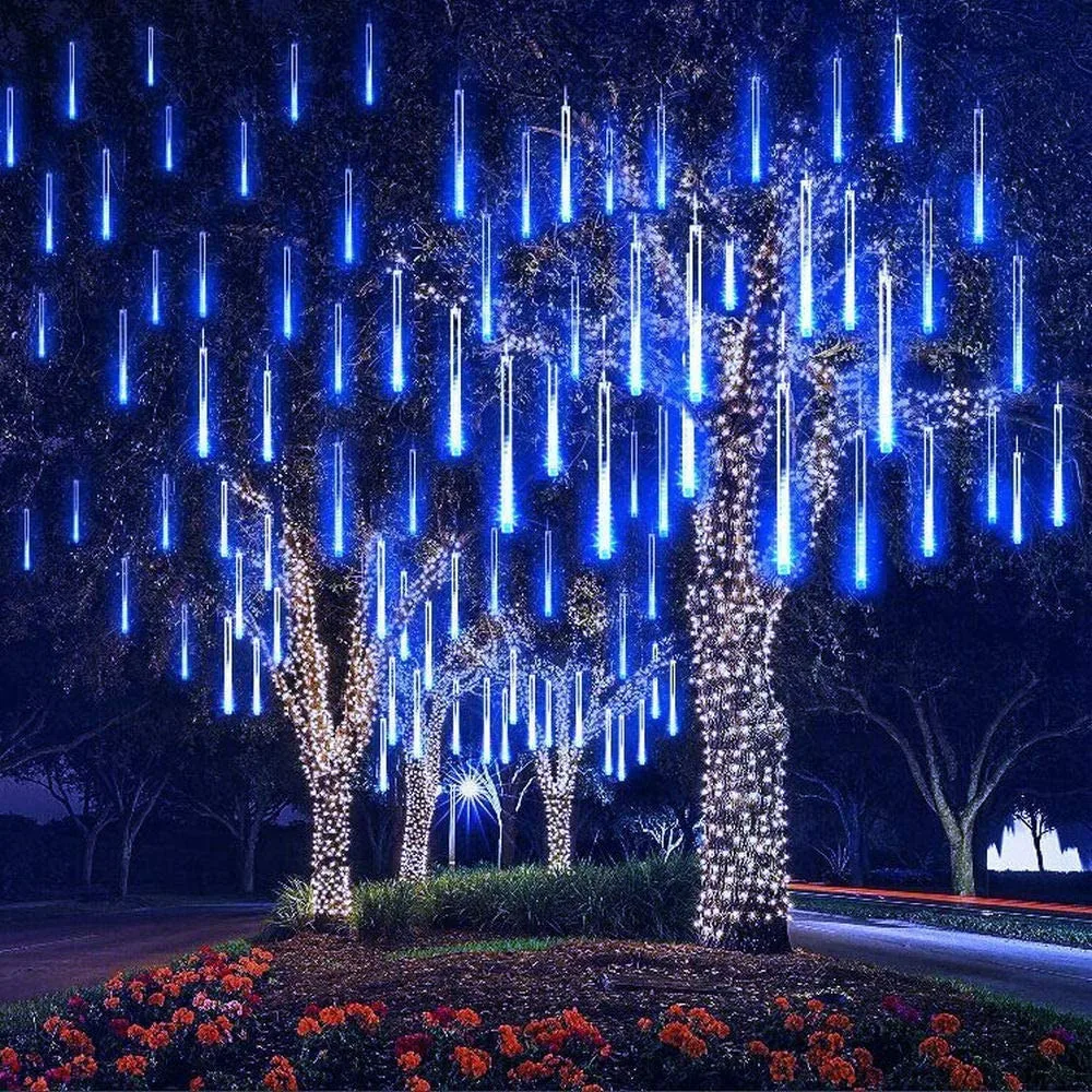 Outdoor LED meteor shower light solar meteor shower light Festival garden decoration  hanging tree light