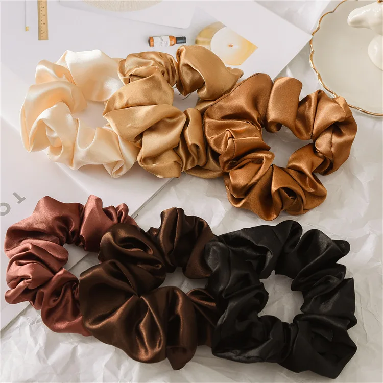 
Amazon eBay Supplier Colorful Silk Satin Pure Stretch Hair Rings Rubber Band Elastic Hair Ties Women Scrunchies 