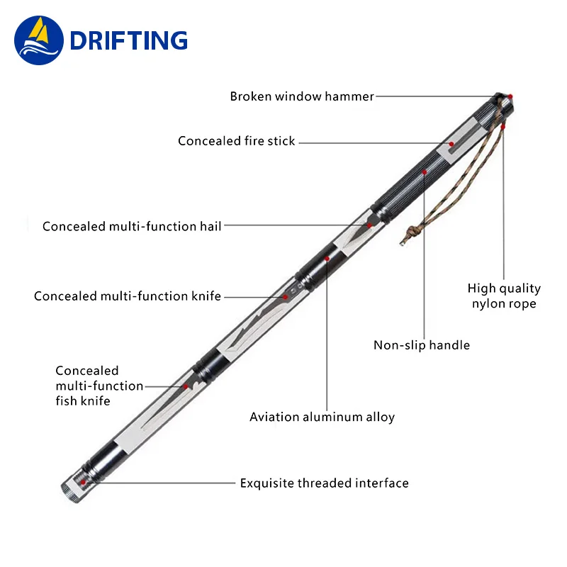 Crowbar Car Self-defense Guard Supplies Collapsible Aluminum Mountaineering walking stick