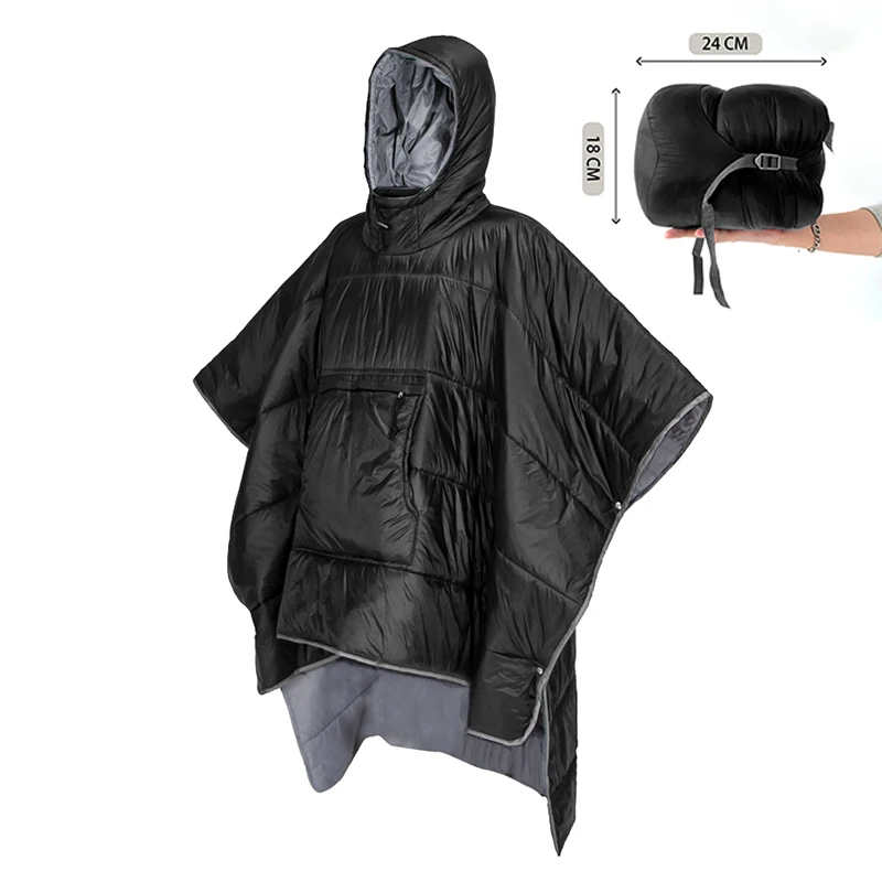 
2021 Direct Factory Price Camping Gear Hooded Wearable Waterproof Cloak Cape Sleeping Super Soft Bag Blanket Poncho  (1600316654952)